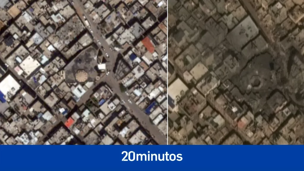 Antes y después de los bombardeos sobre Gaza, captados desde el cielo