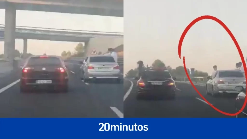 La actitud temeraria de estos jóvenes sobre las ventanillas de un coche que circula por la autopista se viraliza en redes