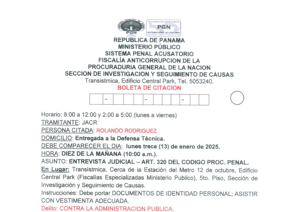 Rolando Rodríguez bajo presión: citado por presunto caso de corrupción en Panamá